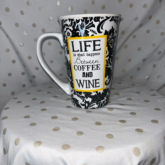 Pier 1 Other - Pier 1 Black and White Mug with Yellow Accent